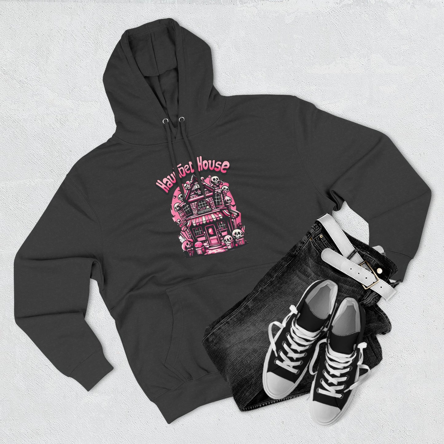 Haunted House Hoodie , Gothic Skull Graphic Halloween Sweatshirt