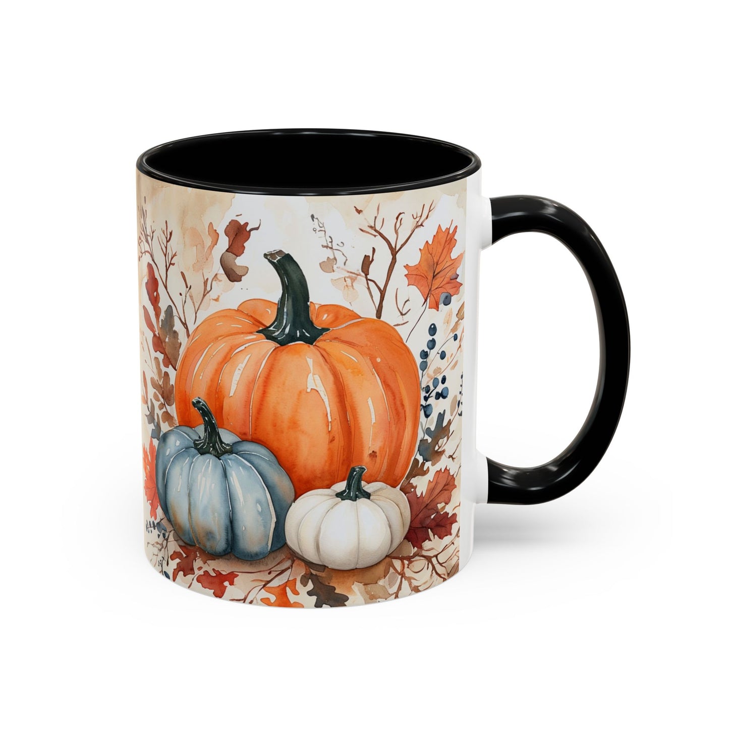 Pumpkin Fall Mug, Autumn Harvest Coffee Cup with Rustic Pumpkin Design