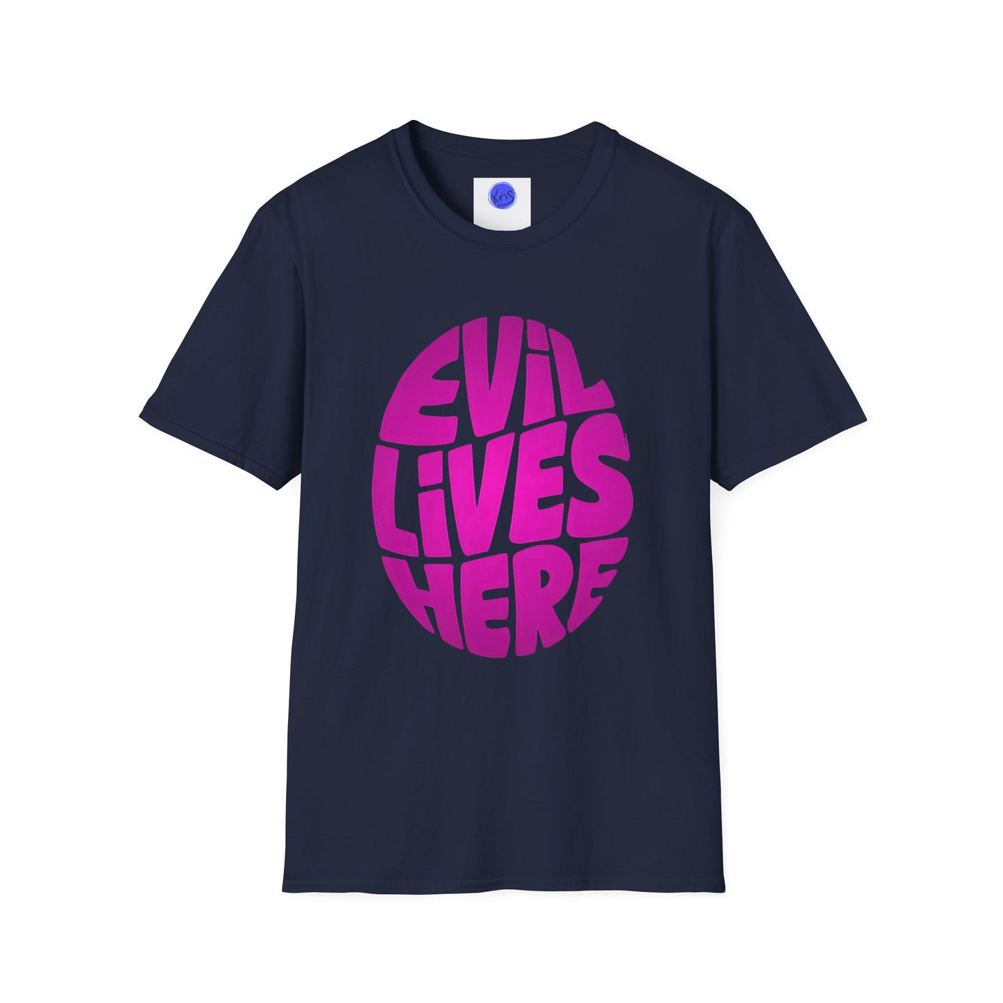 Evil Lives Here Halloween T-shirt, Spooky Retro Style, Mens