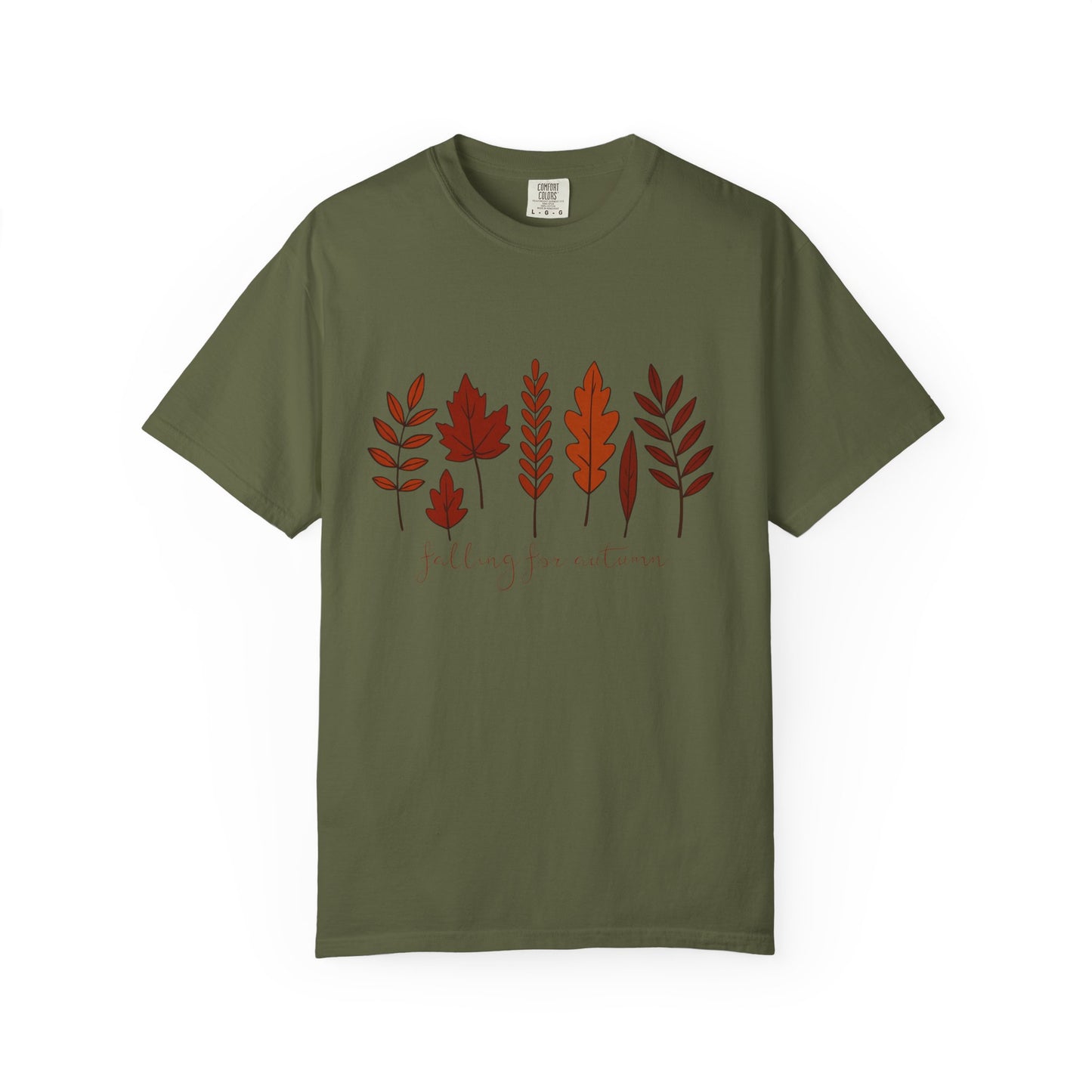 Falling for Autumn Shirt Cozy Fall Leaves Graphic Tee for Seasonal Outfits Unisex Garment Dyed T shirt