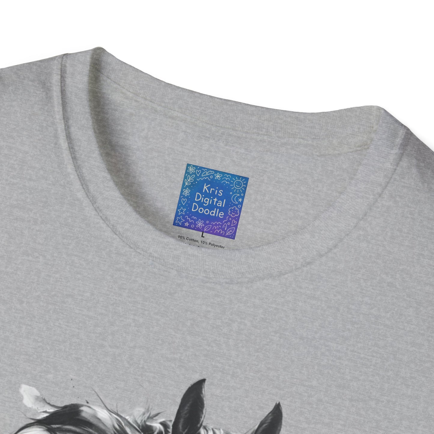 Black and White Horse Graphic T-Shirt Artistic Equestrian Tee