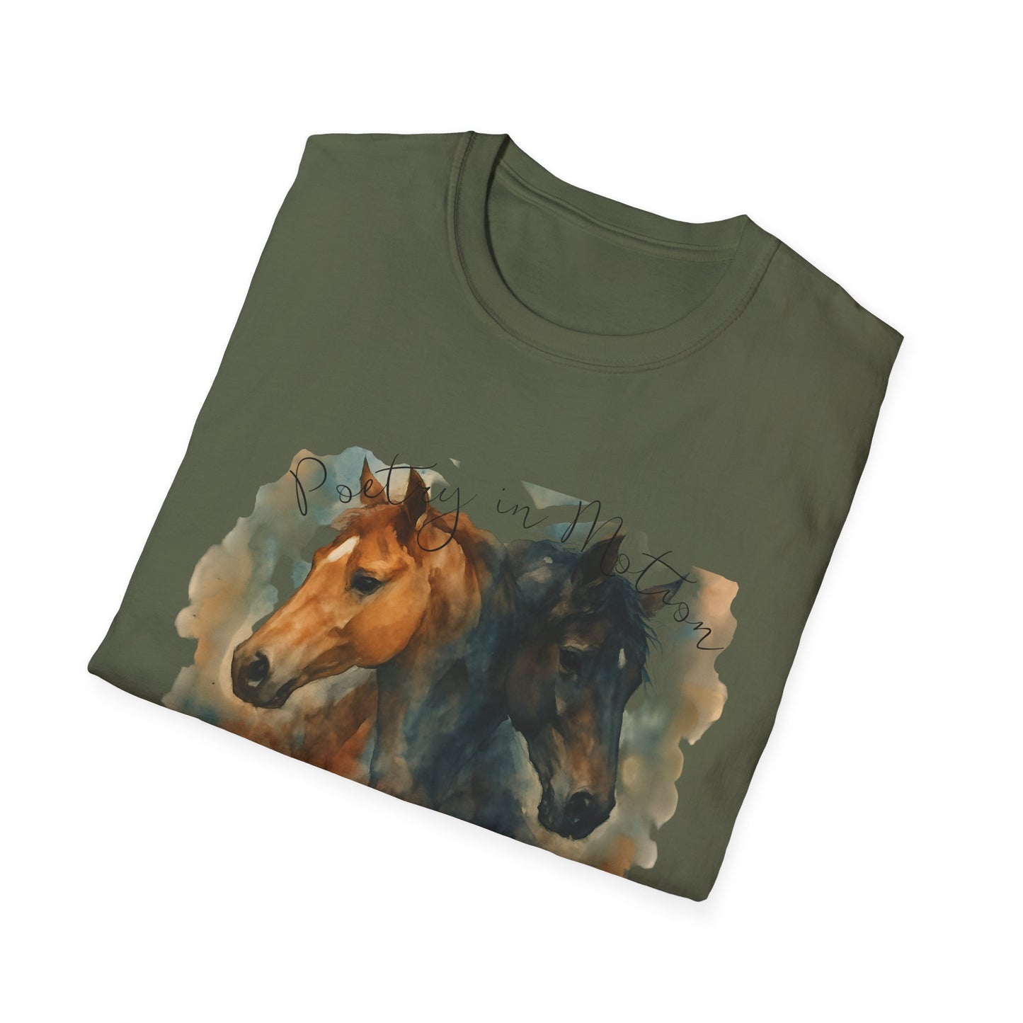 Poetry in Motion Horse T-Shirt Watercolor Horse Lover Shirt Artistic Equestrian Tee Gift for Women Unisex Soft style T-Shirt