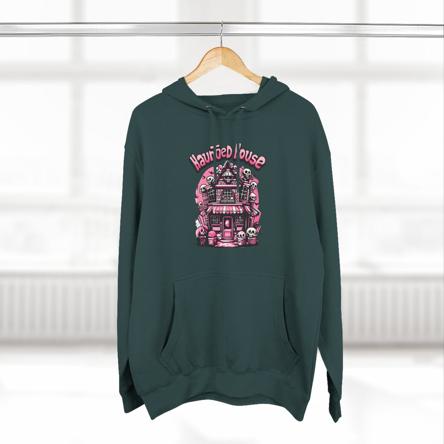 Haunted House Hoodie , Gothic Skull Graphic Halloween Sweatshirt