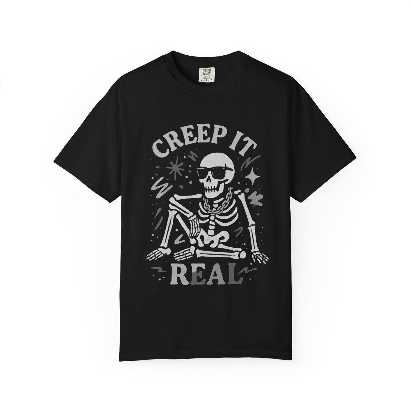 Creep It Real Skeleton T Shirt Funny Urban Halloween Graphic Tee Unisex Black Spooky T Shirt Unisex Garment Dyed Tshirt Men Women