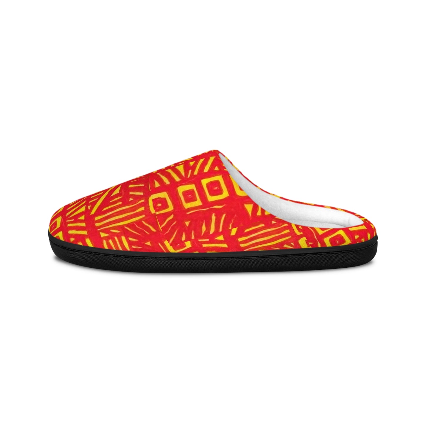 Abstract Red Yellow Pattern Women's Indoor Slippers | Geometric Cozy Footwear