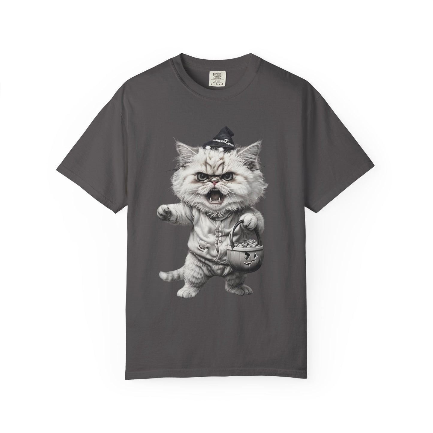 Angry Halloween Cat T Shirt Funny Spooky Kitten Tee Gothic Trick or Treat Shirt Unisex Garment Dyed T shirt