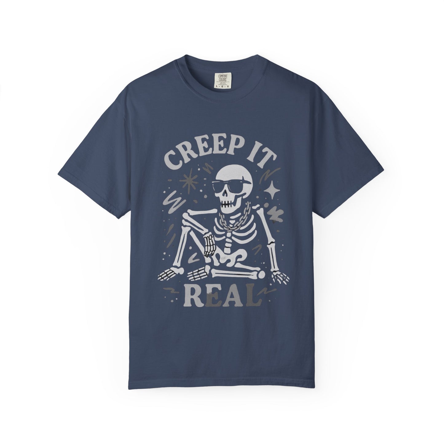Creep It Real Skeleton T Shirt Funny Urban Halloween Graphic Tee Unisex Black Spooky T Shirt Unisex Garment Dyed Tshirt Men Women