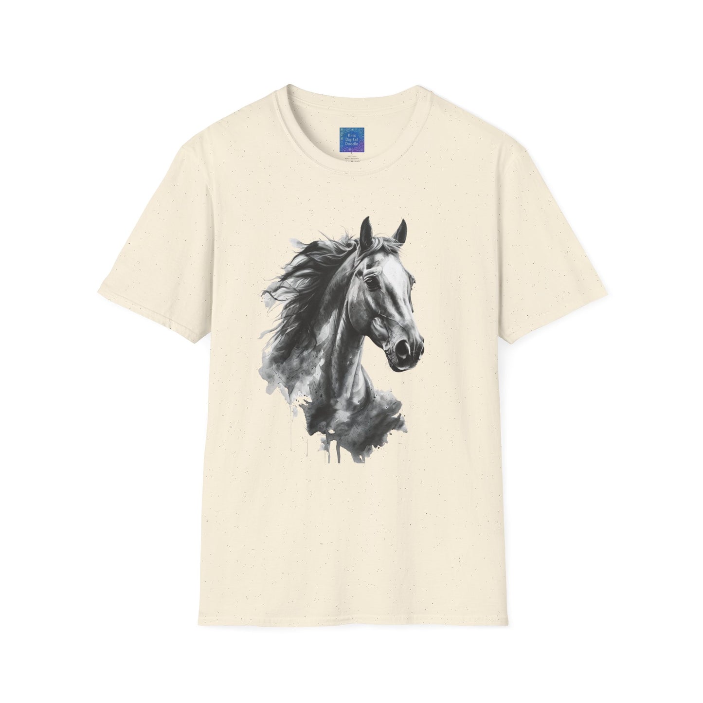 Black and White Horse Graphic T-Shirt Artistic Equestrian Tee