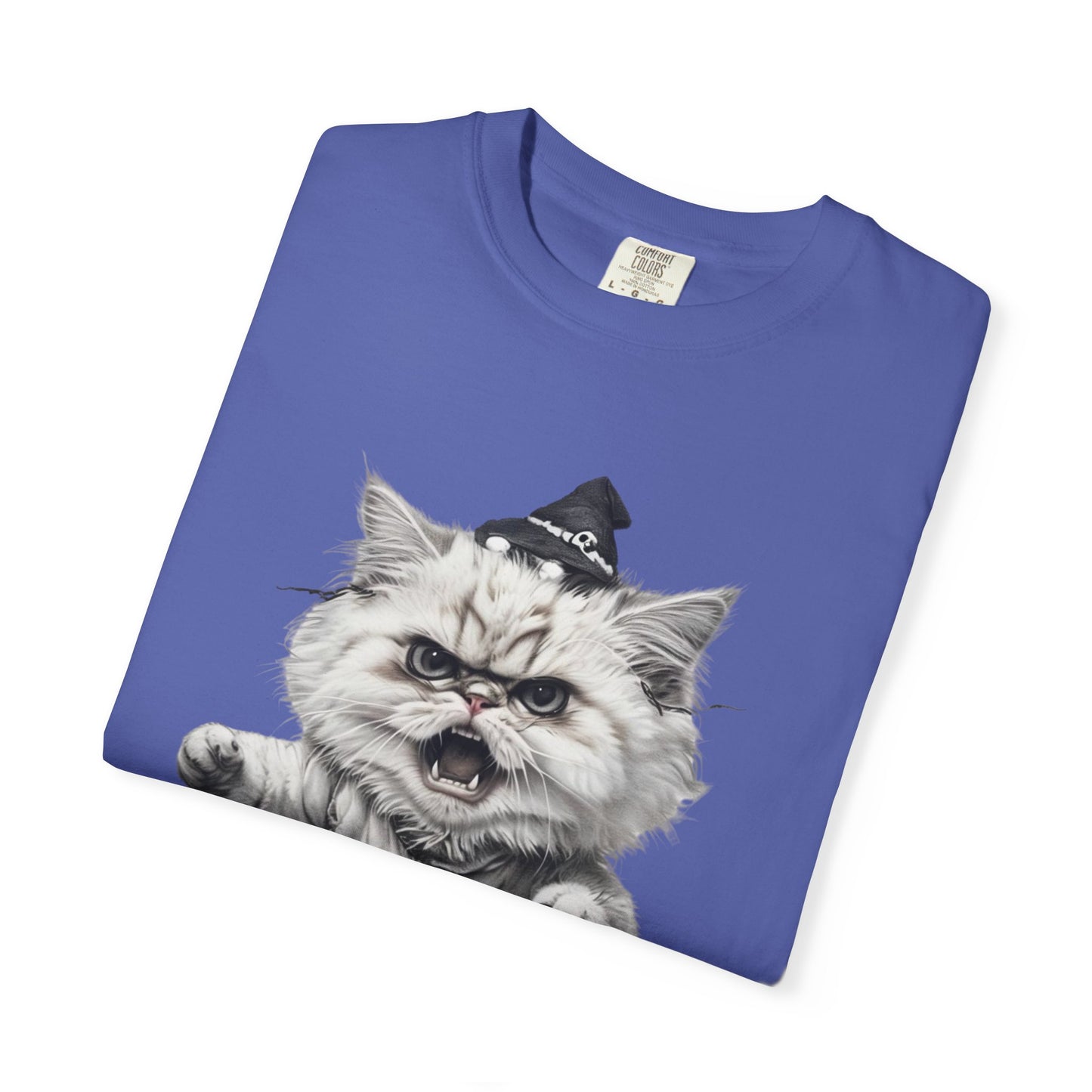 Angry Halloween Cat T Shirt Funny Spooky Kitten Tee Gothic Trick or Treat Shirt Unisex Garment Dyed T shirt