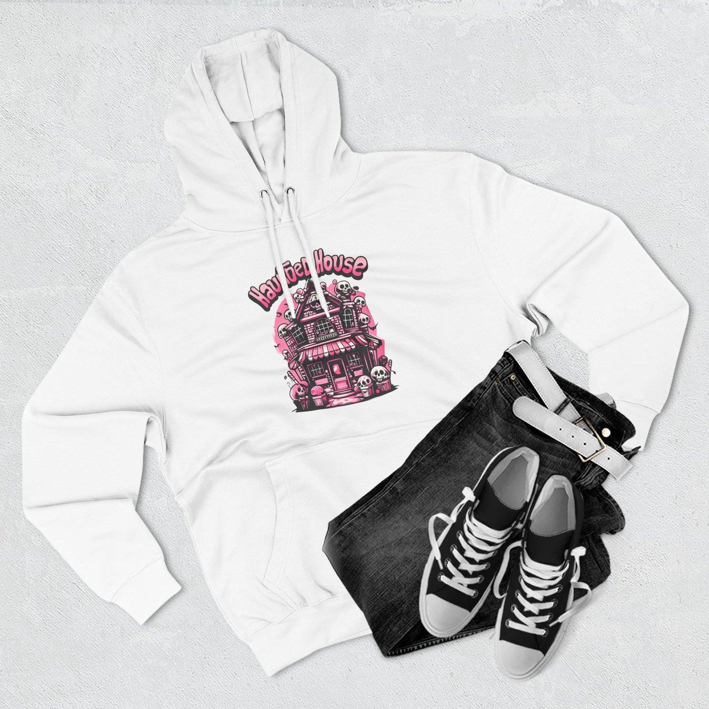 Haunted House Hoodie , Gothic Skull Graphic Halloween Sweatshirt