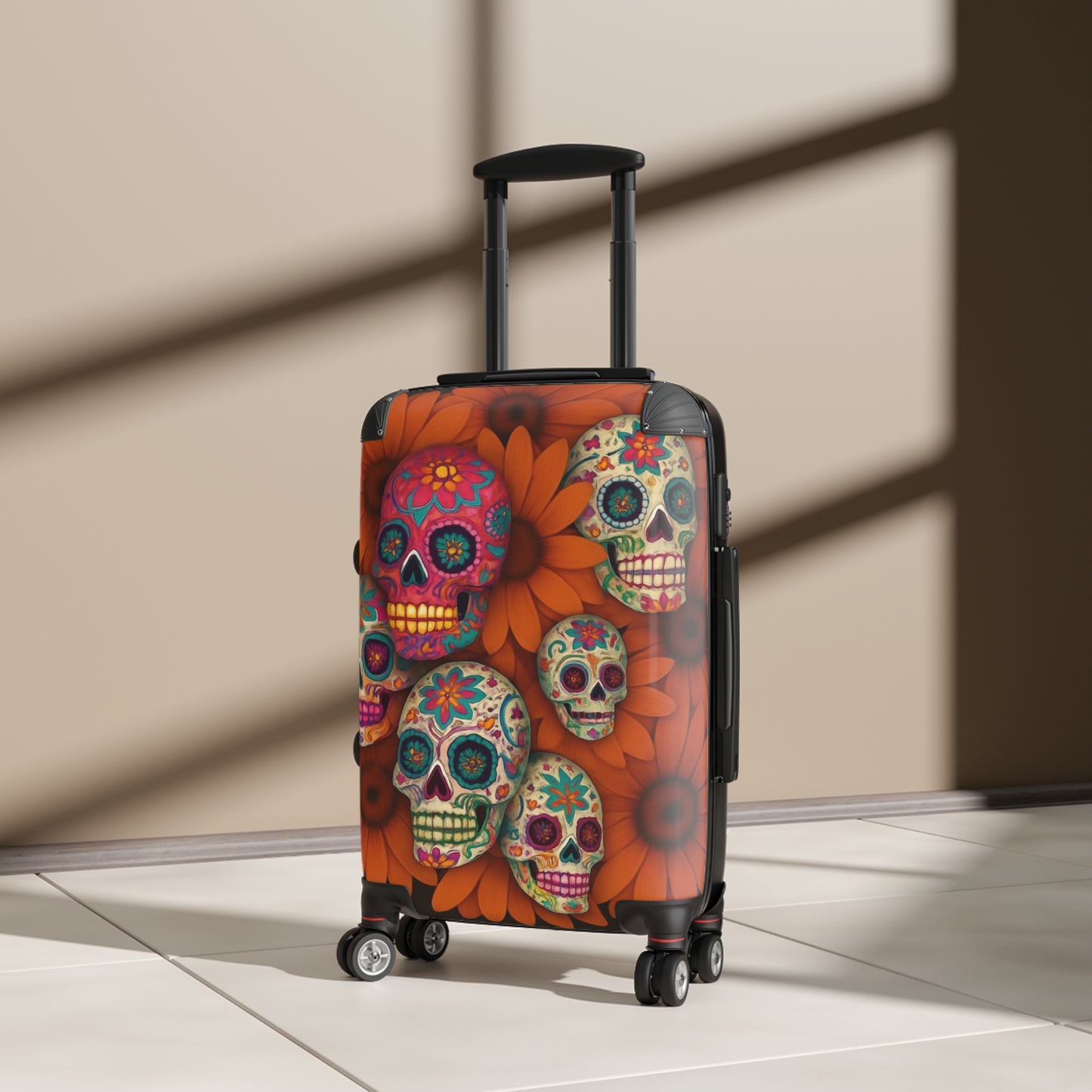 Sugar Skull Floral Luggage Day of the Dead Suitcase for Bold Travel Style Suitcase (Travel Tag sold Separately)