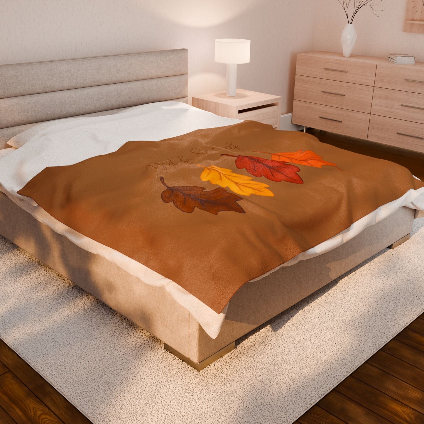 Feeling of Fall Blanket with Autumn Leaves, Cozy Fall Throw Blanket, Seasonal Fall Decor Bedding, Warm Autumn Home Blanket Gift