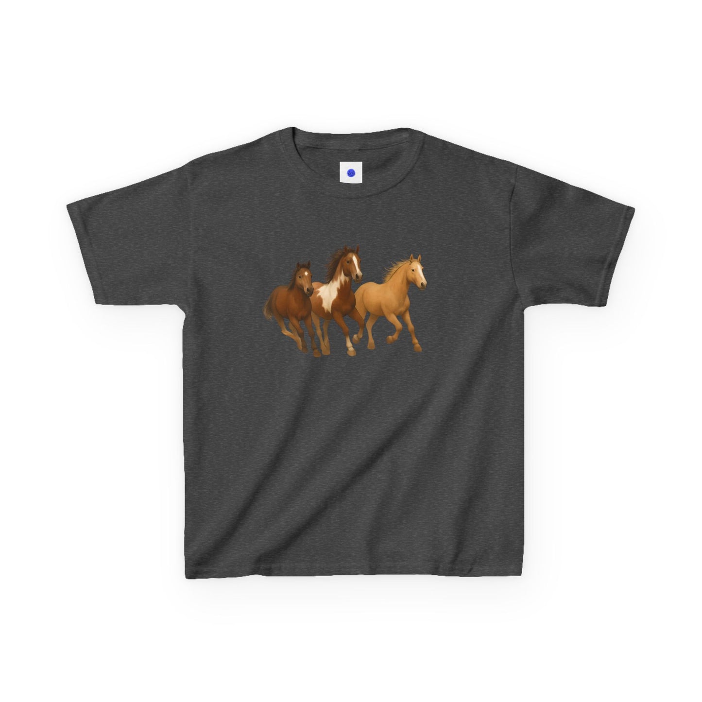 Kids Three Horse T shirt, Western, country, cute, Heavy Tee, fall, gallop, freedom