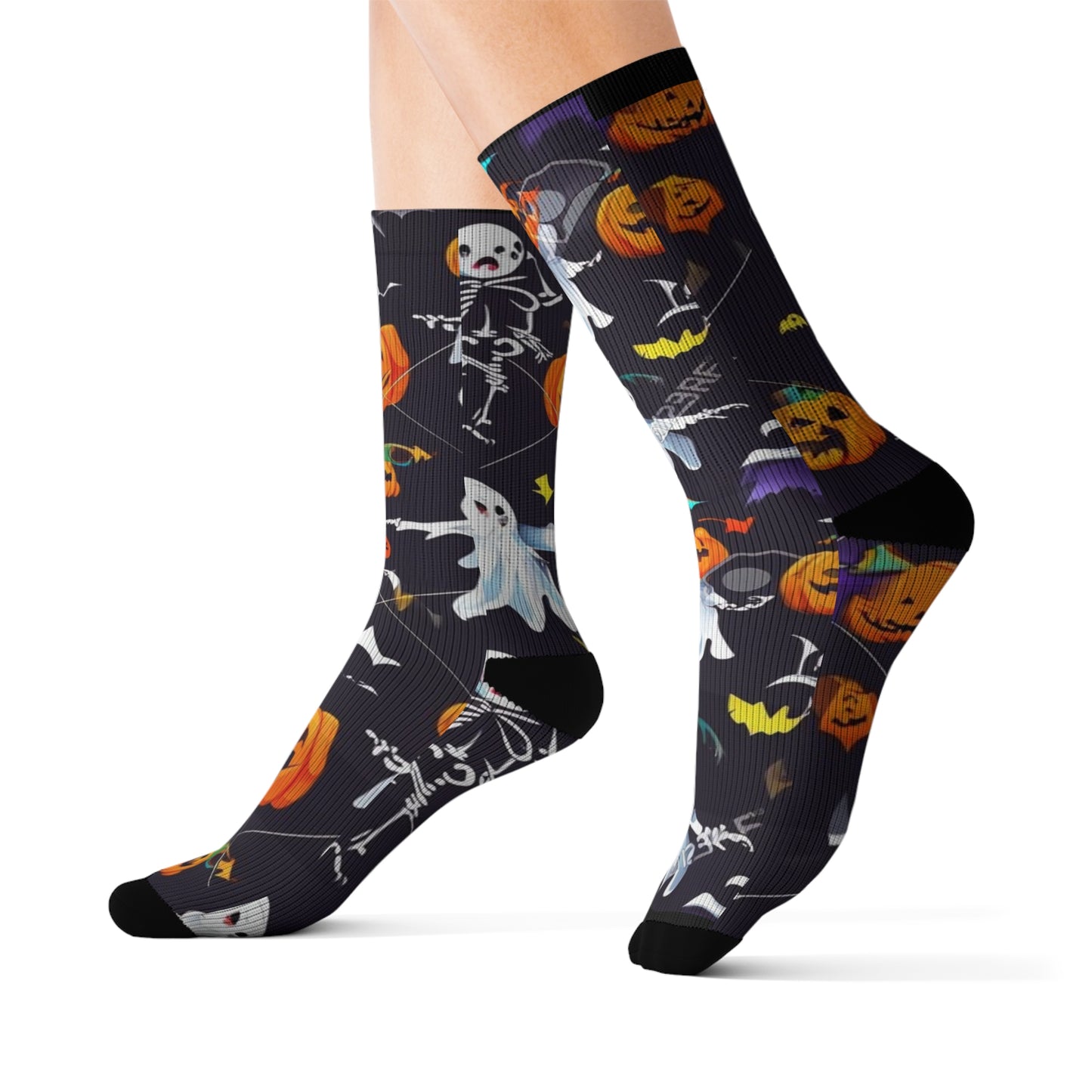 Halloween Ghost & Pumpkin Pattern Sublimation Socks