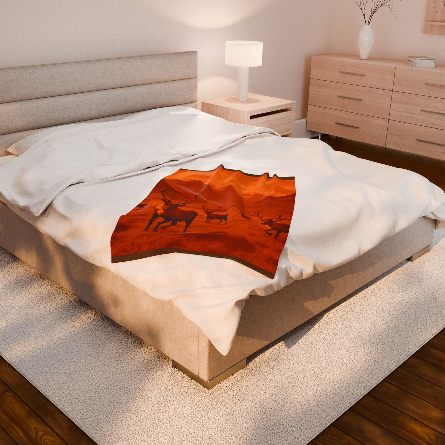 Elk Deer Wildlife Blanket Cozy Hunting Cabin Lodge Plush Velveteen Throw Rustic Mountain Nature Decor Bedding