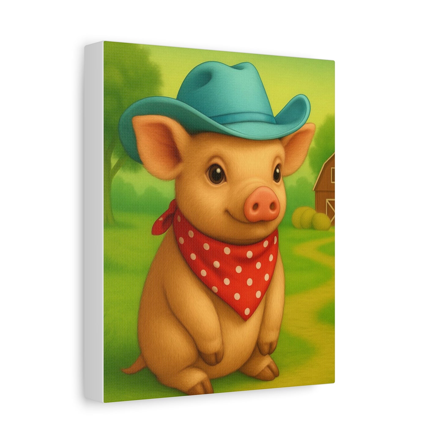 Canvas Print, Country Pig Farm Nursery Cowboy Wall Art, Matte Stretched 1 25" Decor, Farmhouse Rustic Western Print, Farm Animal Piglet Wall
