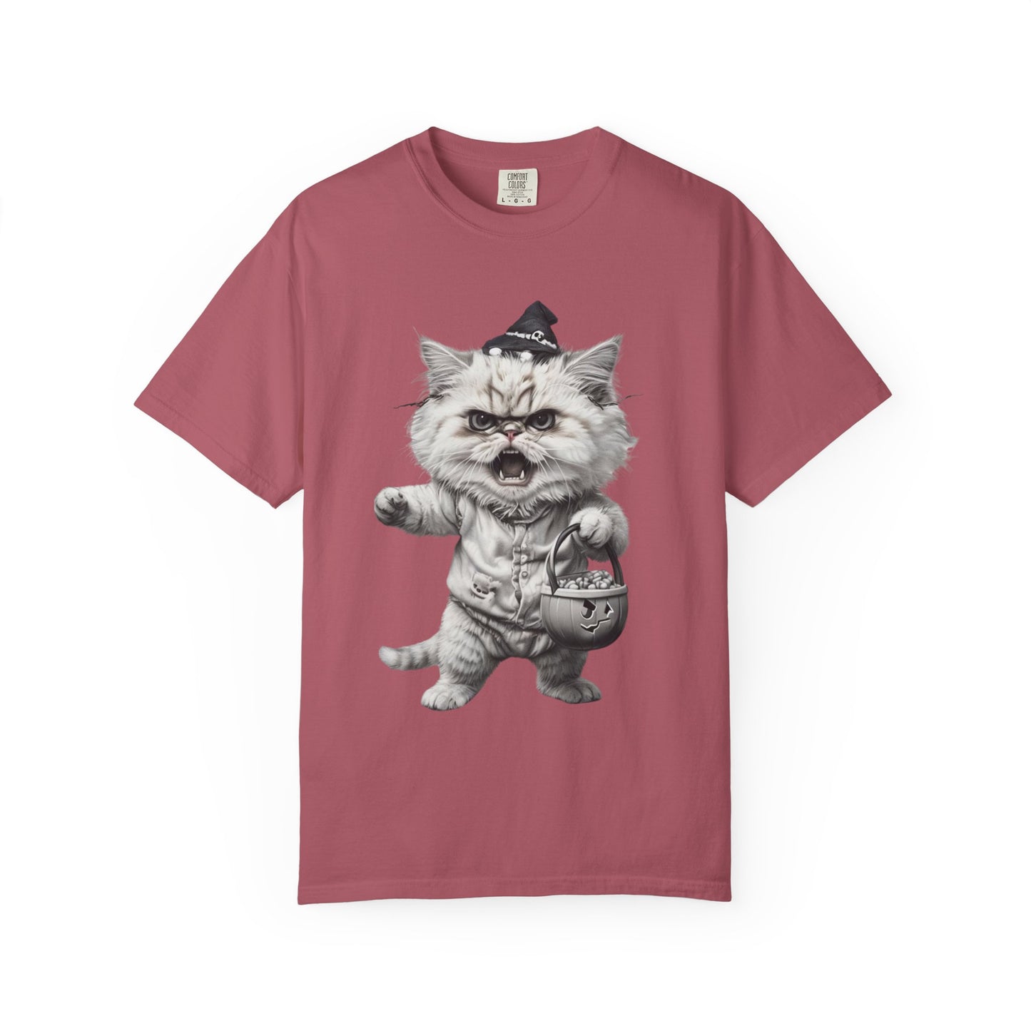 Angry Halloween Cat T Shirt Funny Spooky Kitten Tee Gothic Trick or Treat Shirt Unisex Garment Dyed T shirt