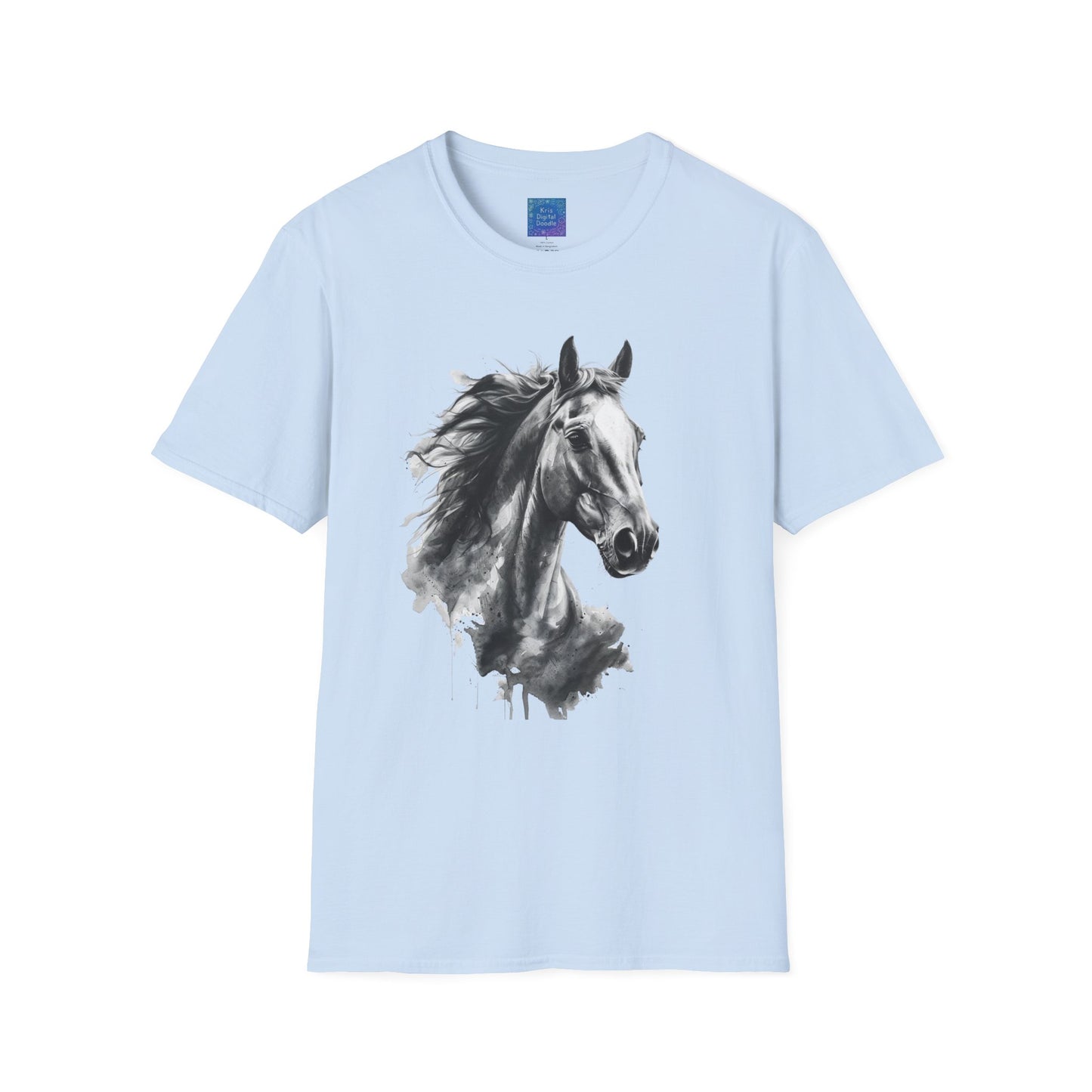 Black and White Horse Graphic T-Shirt Artistic Equestrian Tee