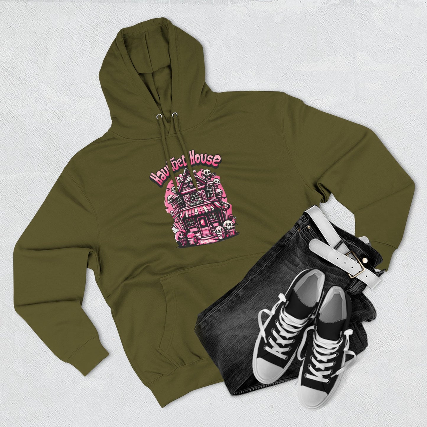 Haunted House Hoodie , Gothic Skull Graphic Halloween Sweatshirt
