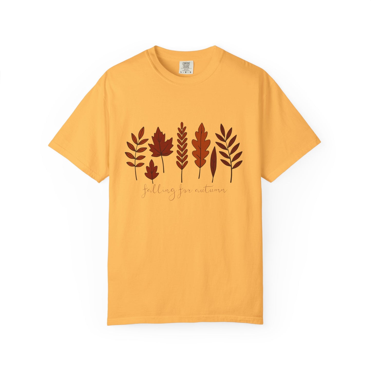 Falling for Autumn Shirt Cozy Fall Leaves Graphic Tee for Seasonal Outfits Unisex Garment Dyed T shirt