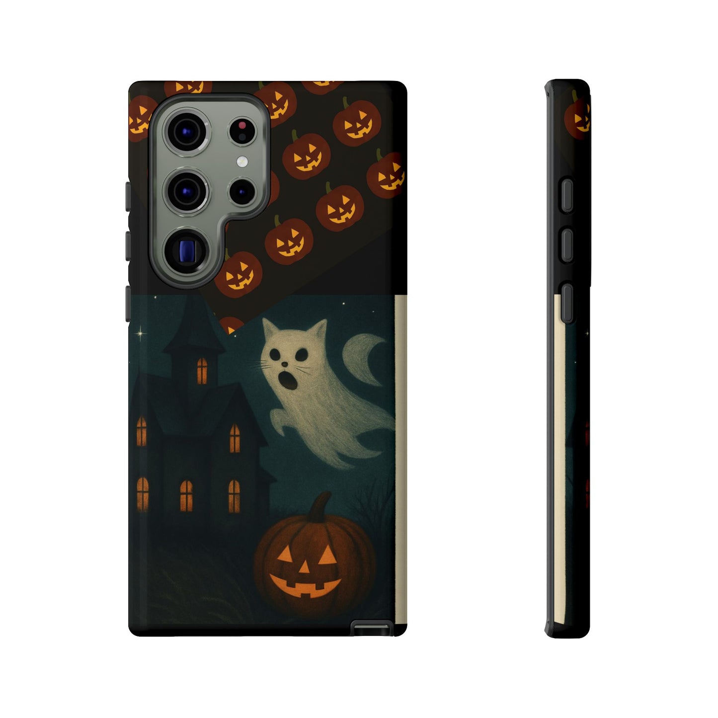 Phone Case, Halloween Haunted House Cat Ghost iPhone 16, 15, 14, Pixel 8, 6 Samsung Galaxy 25, 24, 23