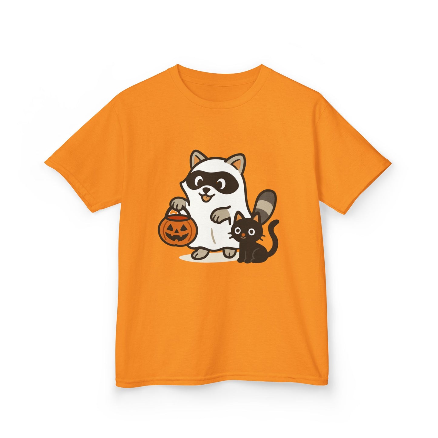 Cute Raccoon Cat Halloween Shirt Funny Trick or Treat Tee for Kids & Adults Kids Heavy Cotton⢠Tee