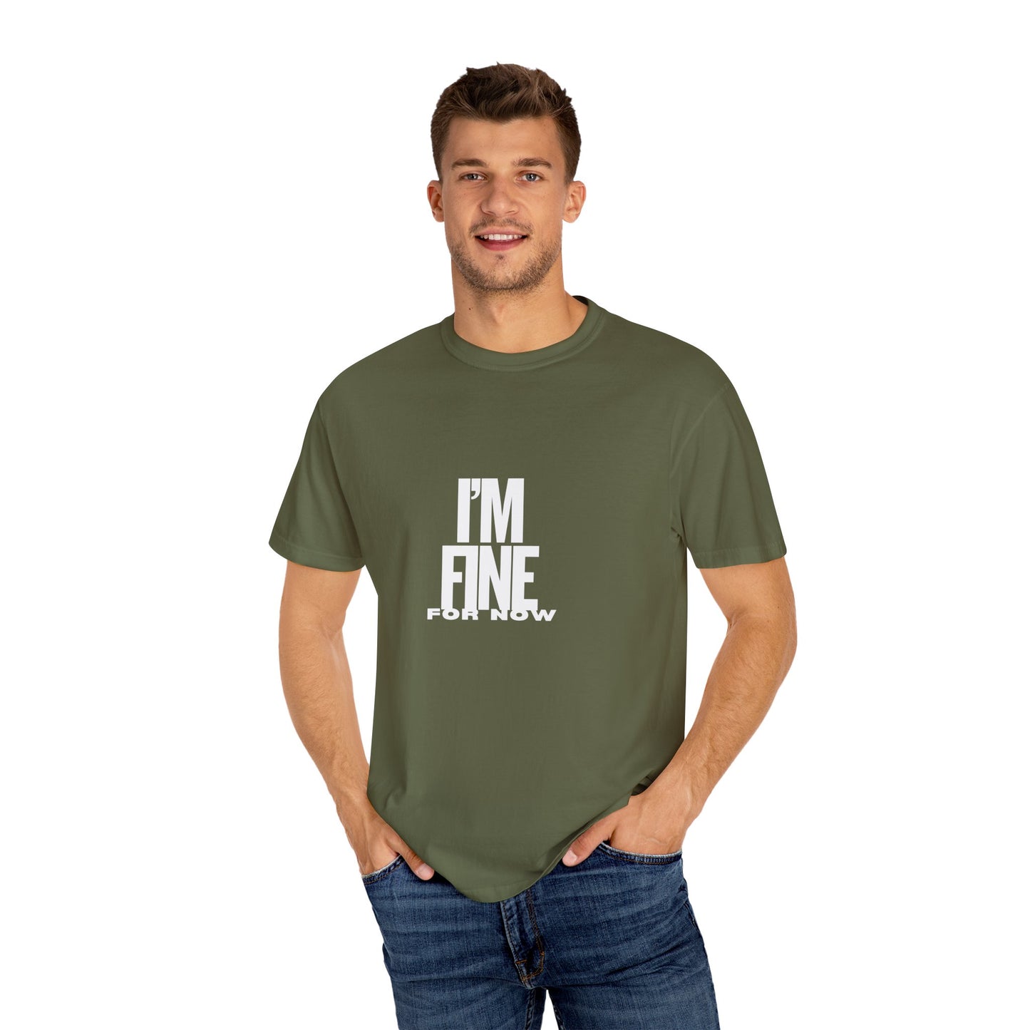Im Fine For Now T Shirt Funny Mental Health Shirt Sarcastic Mood Tee Unisex Burgundy Shirt Unisex Garment Dyed shirt Men Women Teen