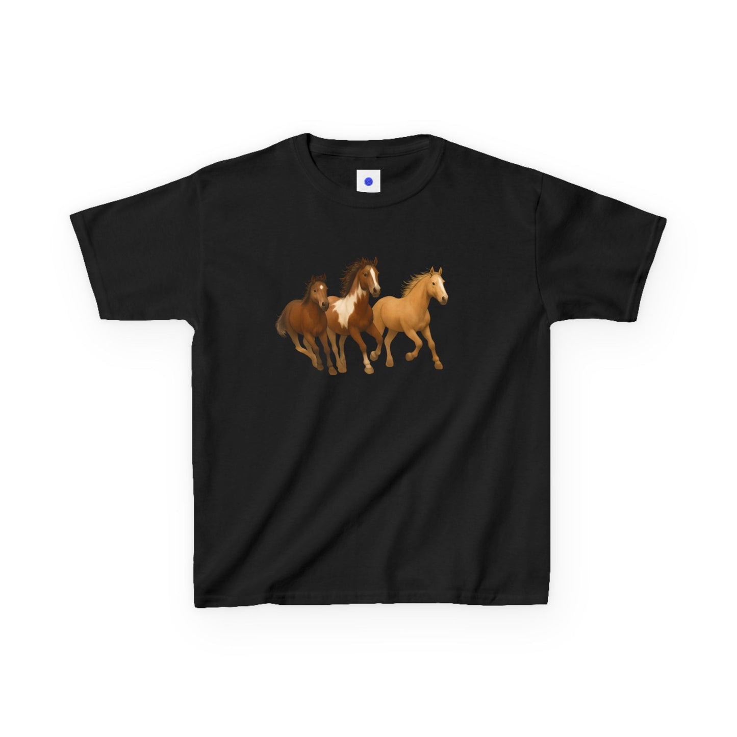 Kids Three Horse T shirt, Western, country, cute, Heavy Tee, fall, gallop, freedom