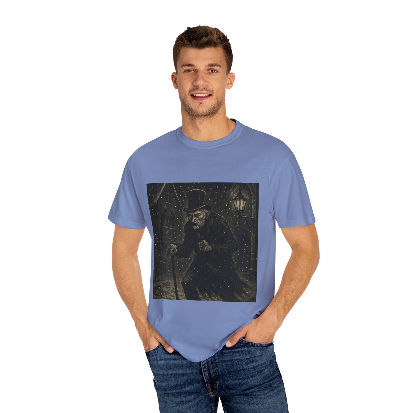 Gothic Scrooge T Shirt Dark Christmas Carol Shirt Vintage Haunted Dickens Tee Unisex Garment Dyed T shirt