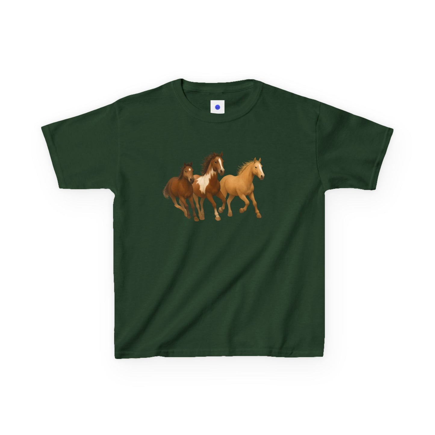 Kids Three Horse T shirt, Western, country, cute, Heavy Tee, fall, gallop, freedom