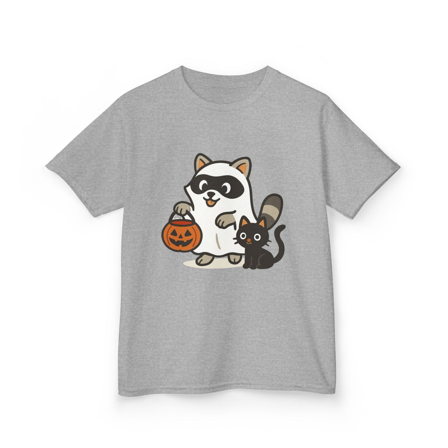 Cute Raccoon Cat Halloween Shirt Funny Trick or Treat Tee for Kids & Adults Kids Heavy Cotton⢠Tee