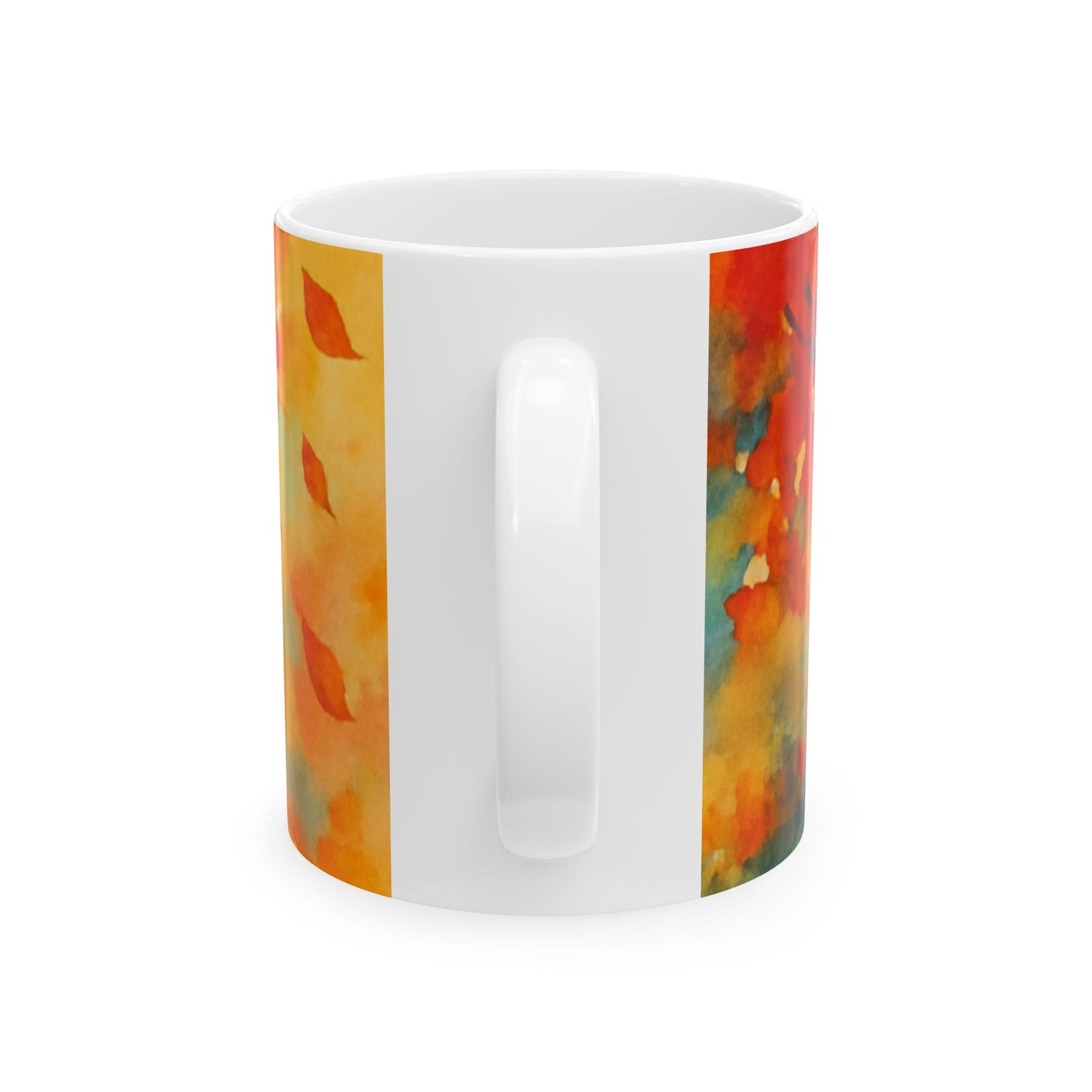 Autumn Watercolor Mug Cozy Fall Leaves Ceramic Coffee Cup Gift Ceramic Mug, (11oz, 15oz)