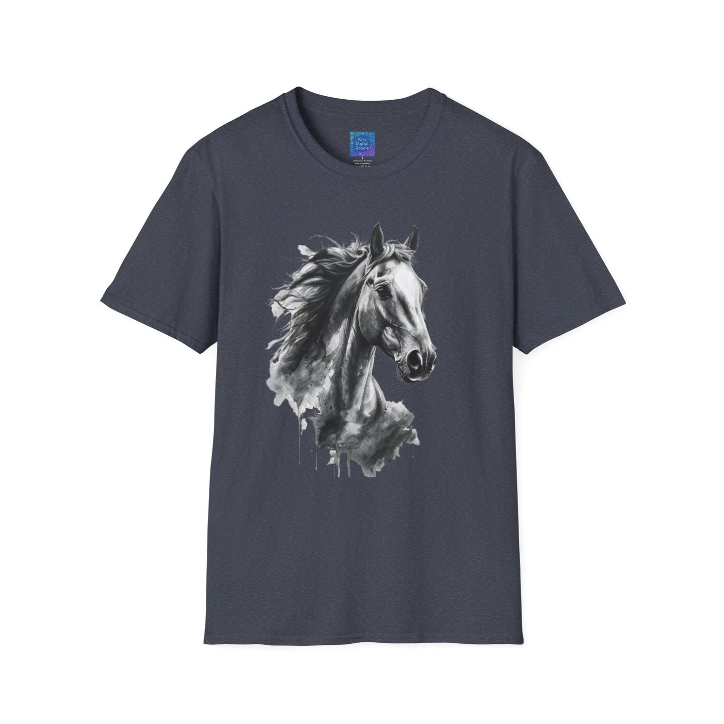 Black and White Horse Graphic T-Shirt Artistic Equestrian Tee