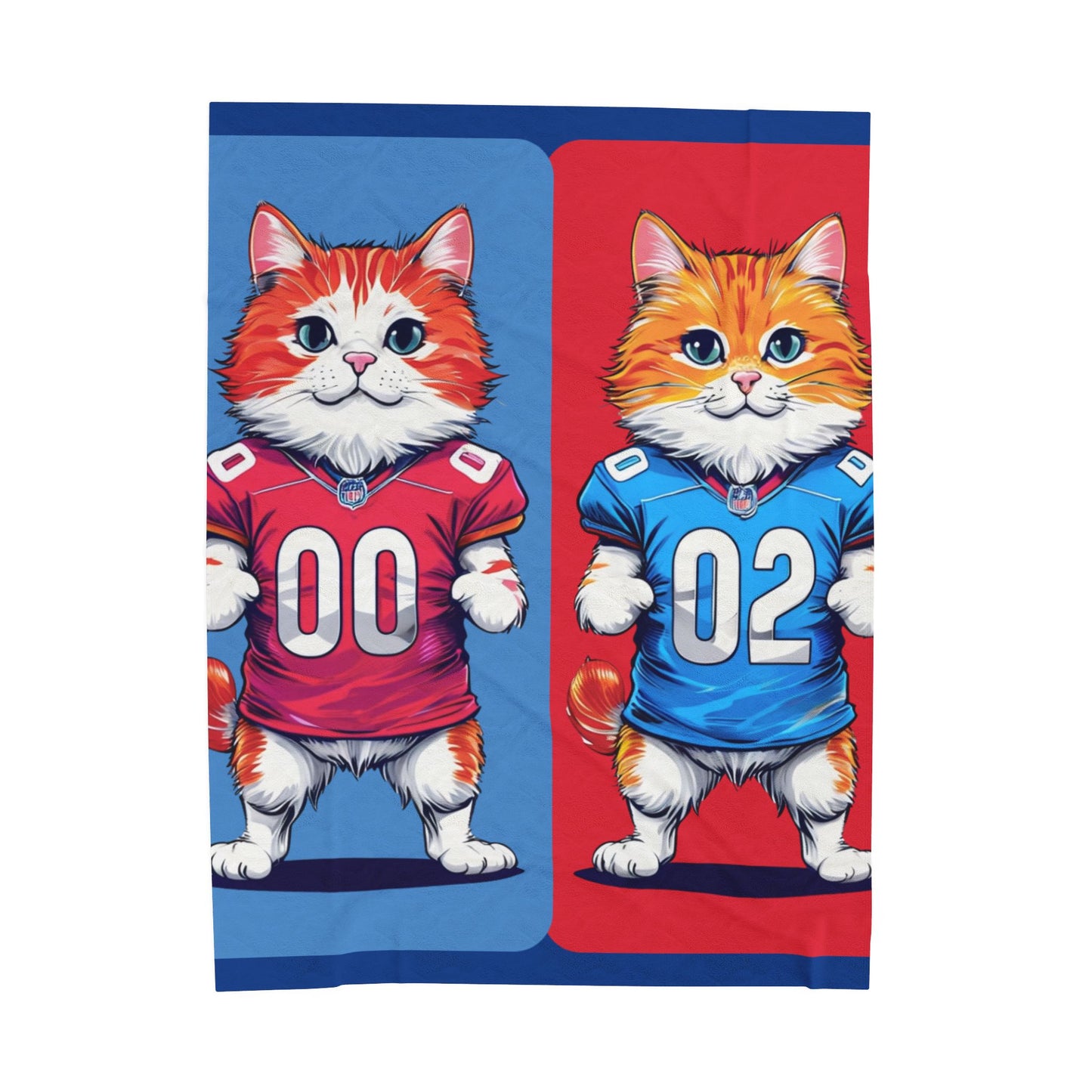 Football Cat Blanket Sports Team Cozy Throw, Funny Kitty Sports Blanket, Animal Print Fleece, Football Fans, Cozy Stadium Blanket