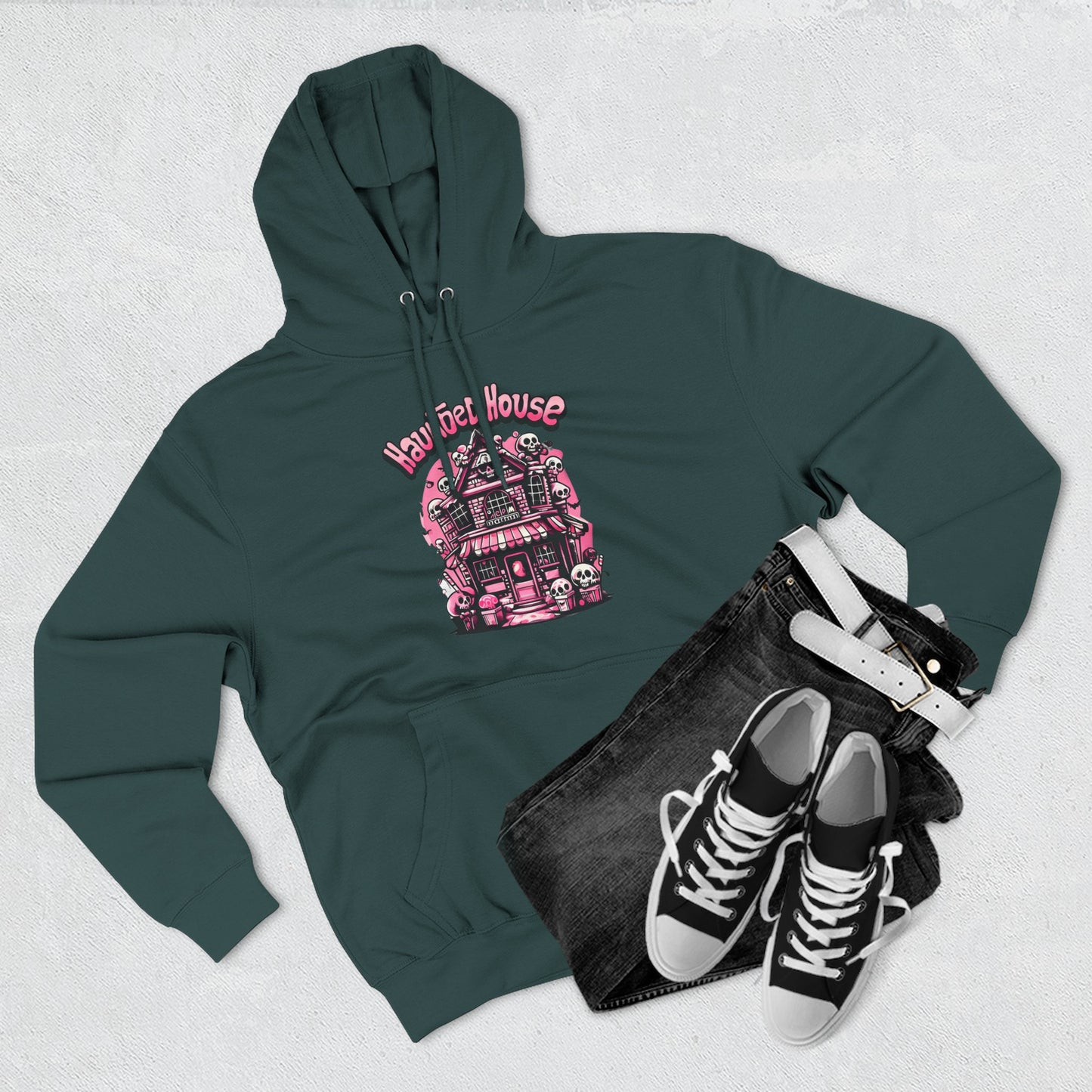 Haunted House Hoodie , Gothic Skull Graphic Halloween Sweatshirt