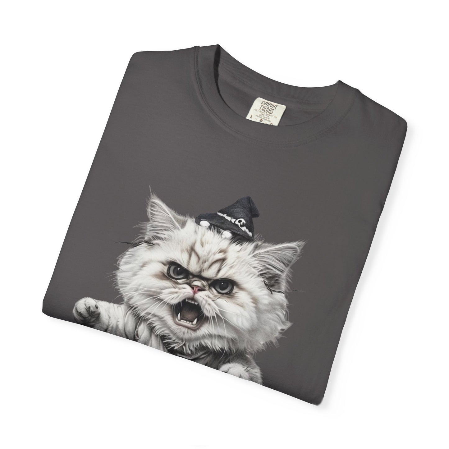 Angry Halloween Cat T Shirt Funny Spooky Kitten Tee Gothic Trick or Treat Shirt Unisex Garment Dyed T shirt