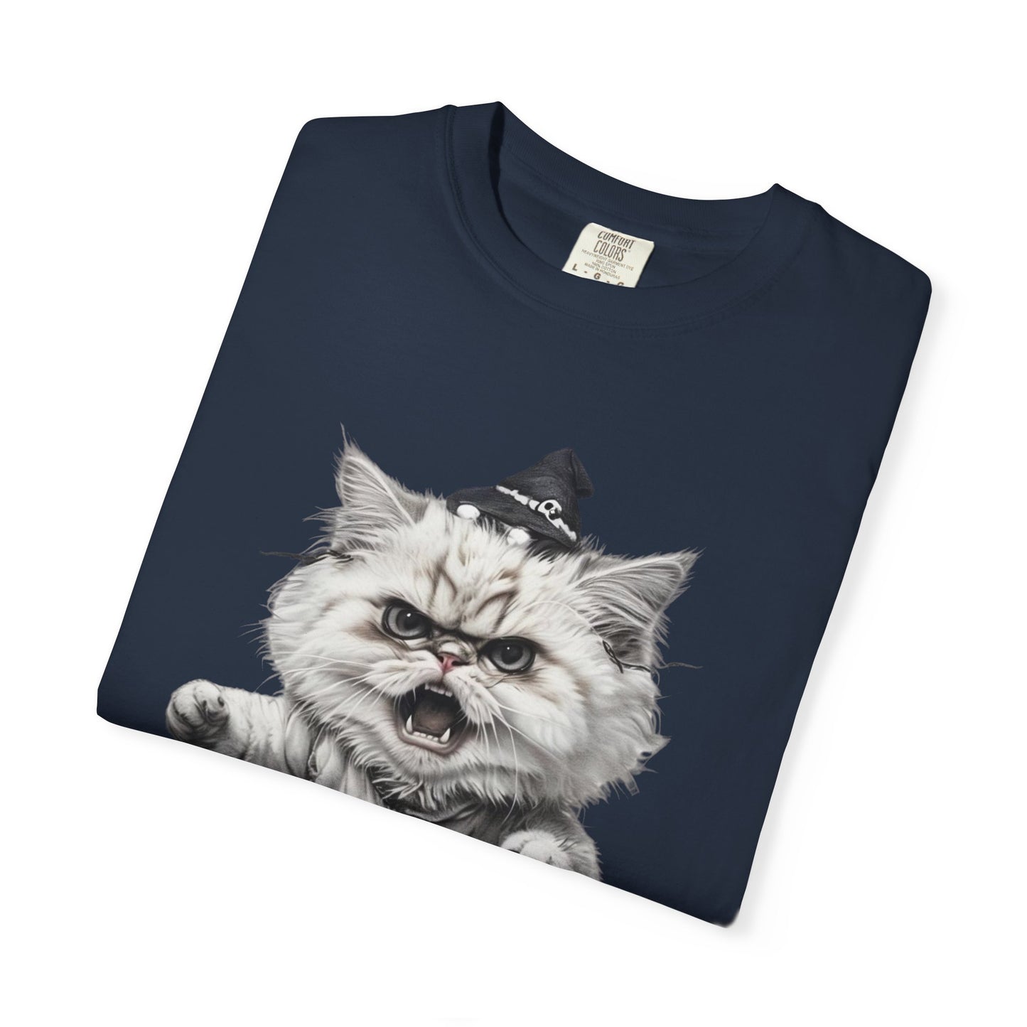 Angry Halloween Cat T Shirt Funny Spooky Kitten Tee Gothic Trick or Treat Shirt Unisex Garment Dyed T shirt