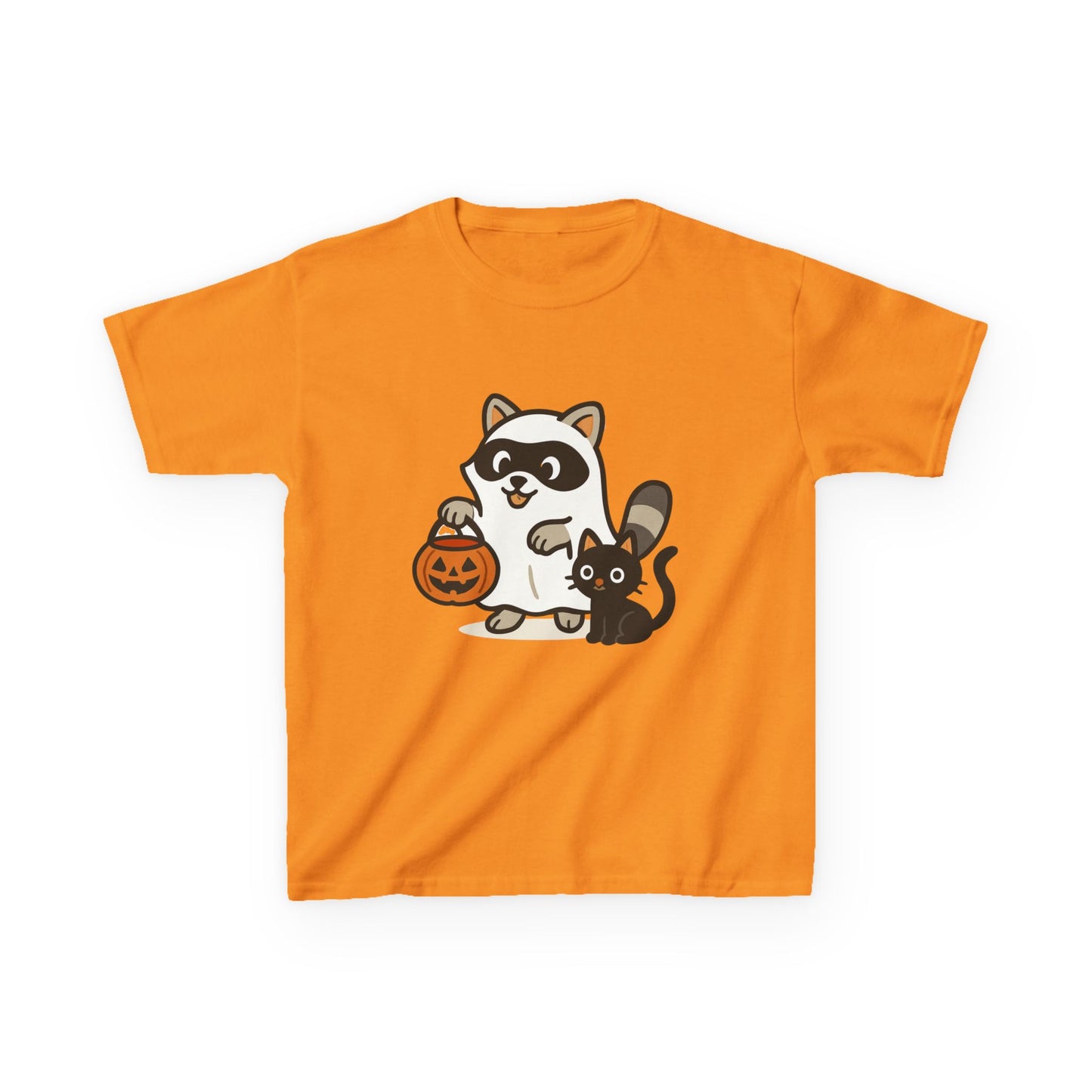 Cute Raccoon Cat Halloween Shirt Funny Trick or Treat Tee for Kids & Adults Kids Heavy Cotton⢠Tee