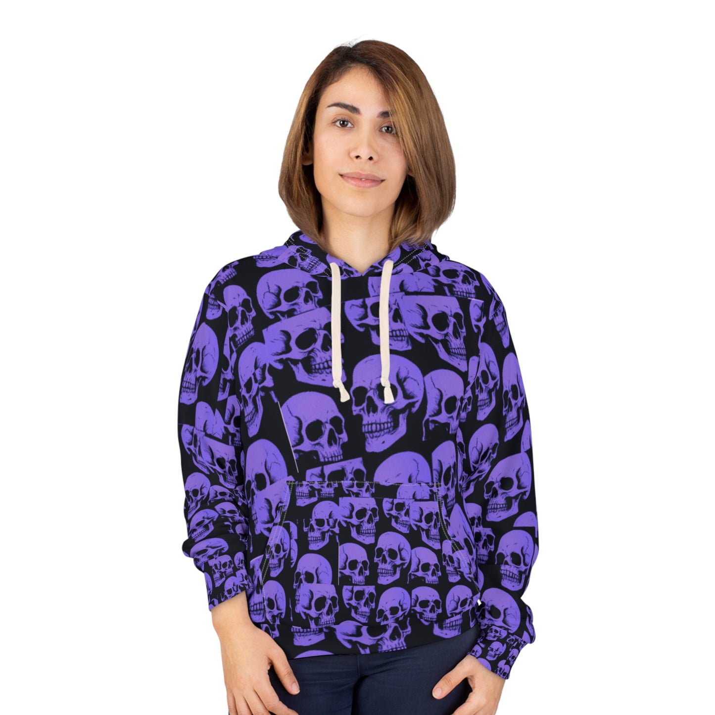Purple Skull Hoodie, Gothic Halloween Sweatshirt, Spooky Streetwear