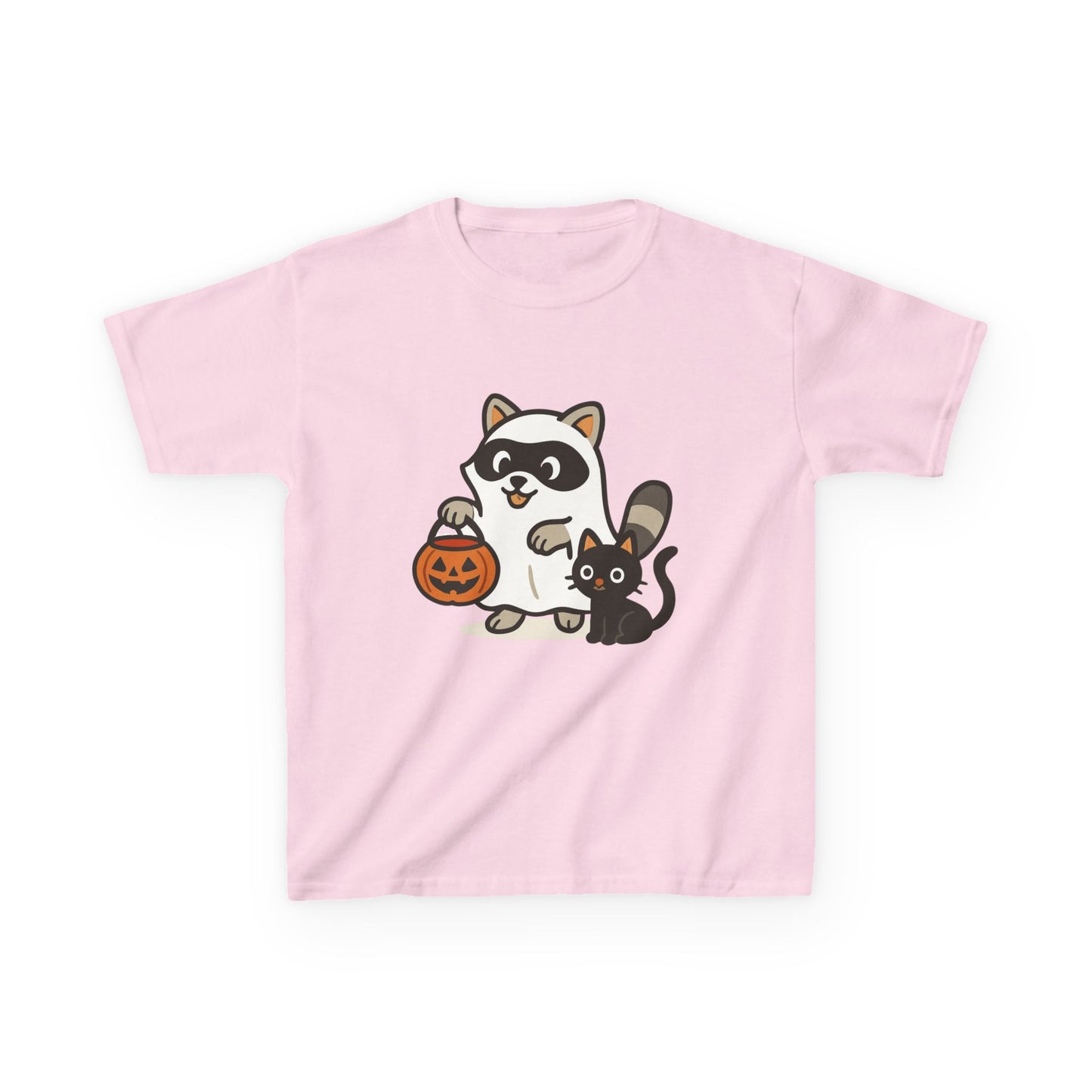 Cute Raccoon Cat Halloween Shirt Funny Trick or Treat Tee for Kids & Adults Kids Heavy Cotton⢠Tee