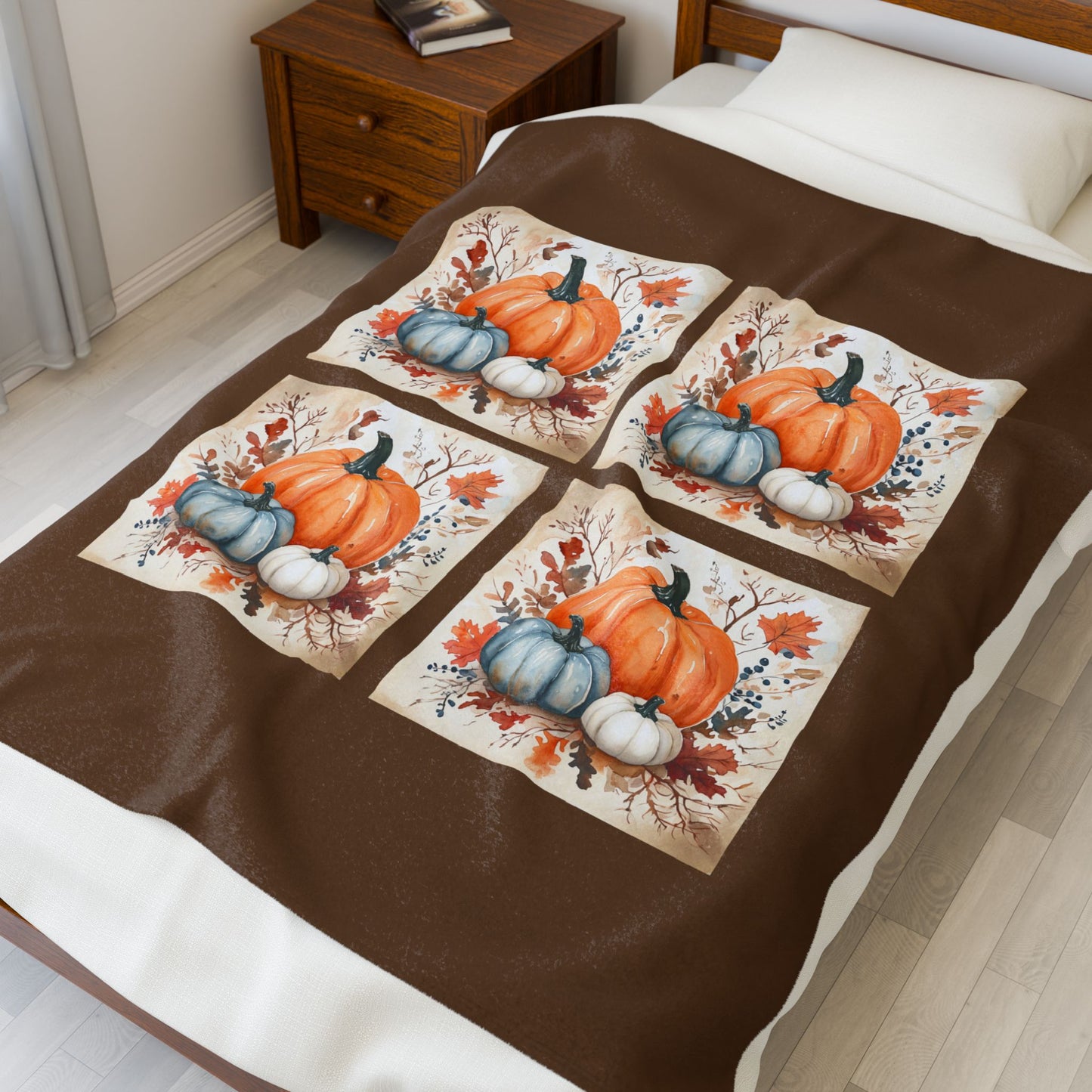 Pumpkin Fall Blanket, Cozy Autumn Decor Plush Throw