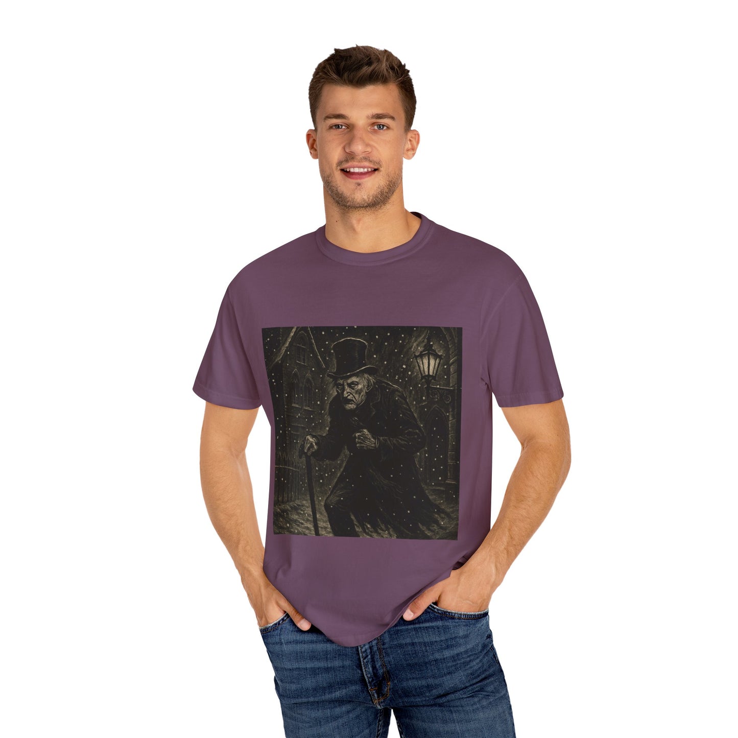 Gothic Scrooge T Shirt Dark Christmas Carol Shirt Vintage Haunted Dickens Tee Unisex Garment Dyed T shirt