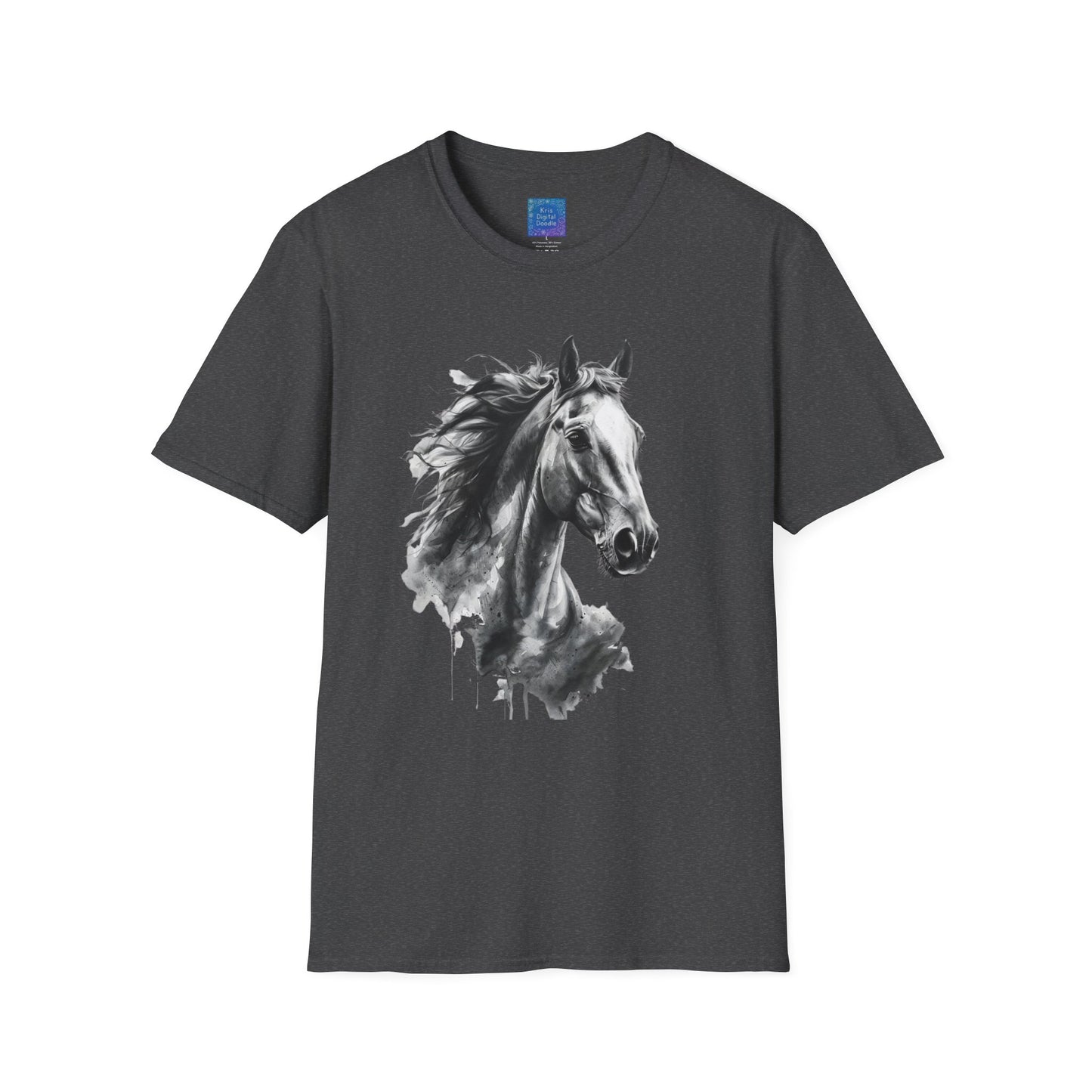 Black and White Horse Graphic T-Shirt Artistic Equestrian Tee