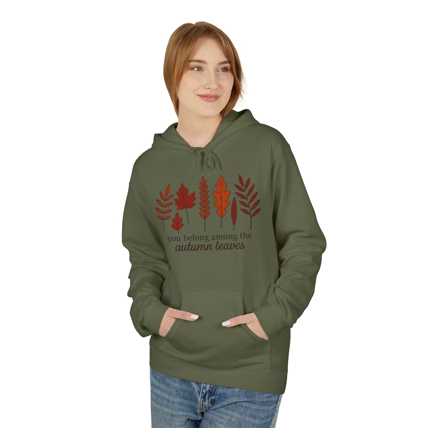 You Belong Autumn Leaves Hoodie, Fall Sweatshirt, Cozy Pullover, Unisex Fleece Jacket, Leaf Print Hoodie