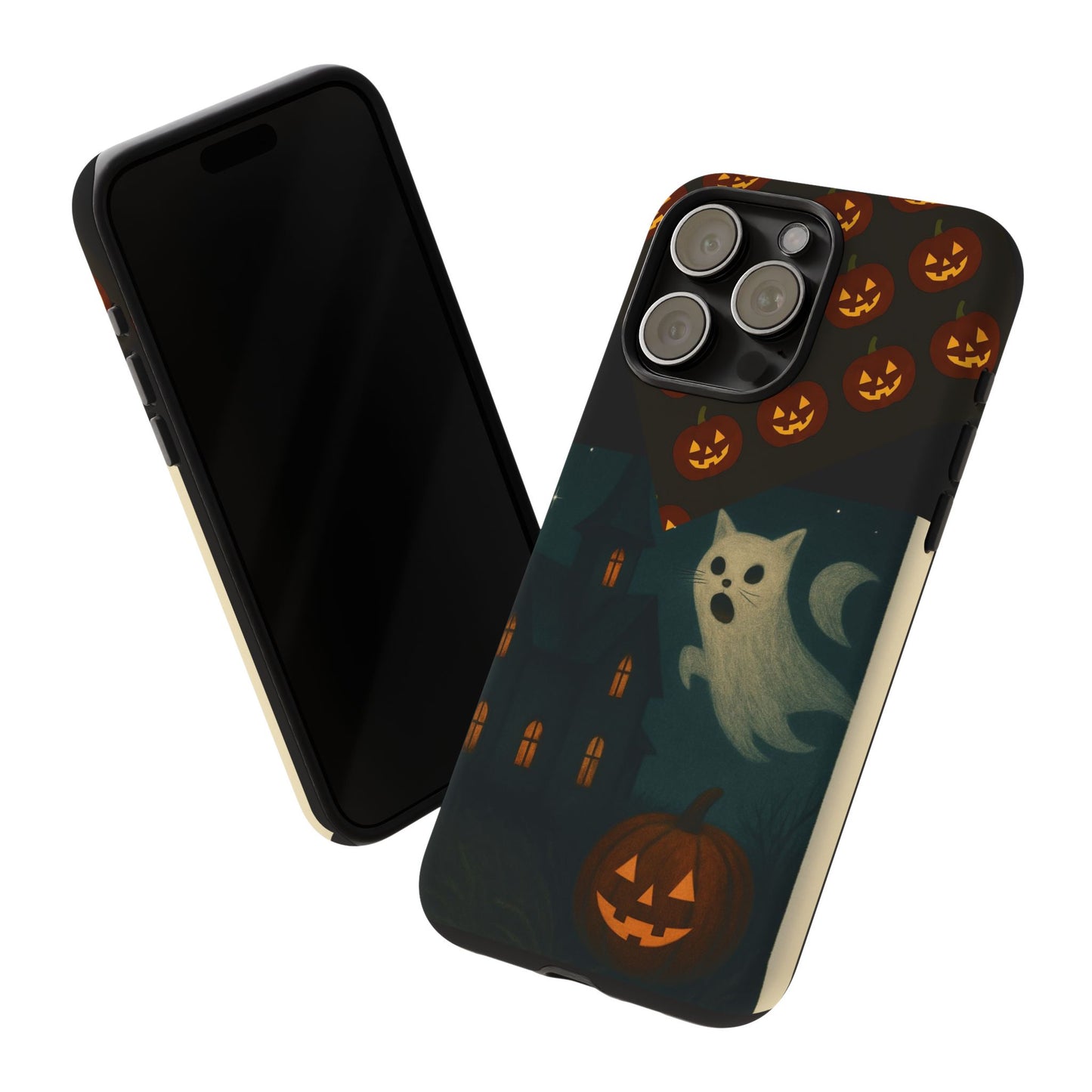 Phone Case, Halloween Haunted House Cat Ghost iPhone 16, 15, 14, Pixel 8, 6 Samsung Galaxy 25, 24, 23