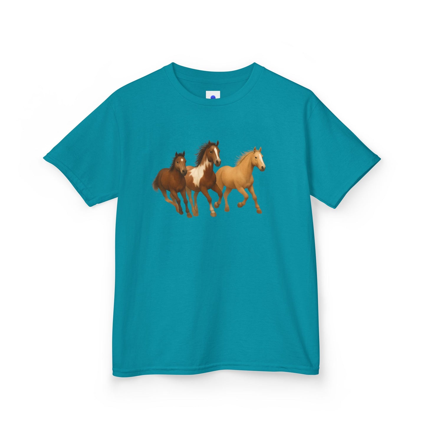 Kids Three Horse T shirt, Western, country, cute, Heavy Tee, fall, gallop, freedom