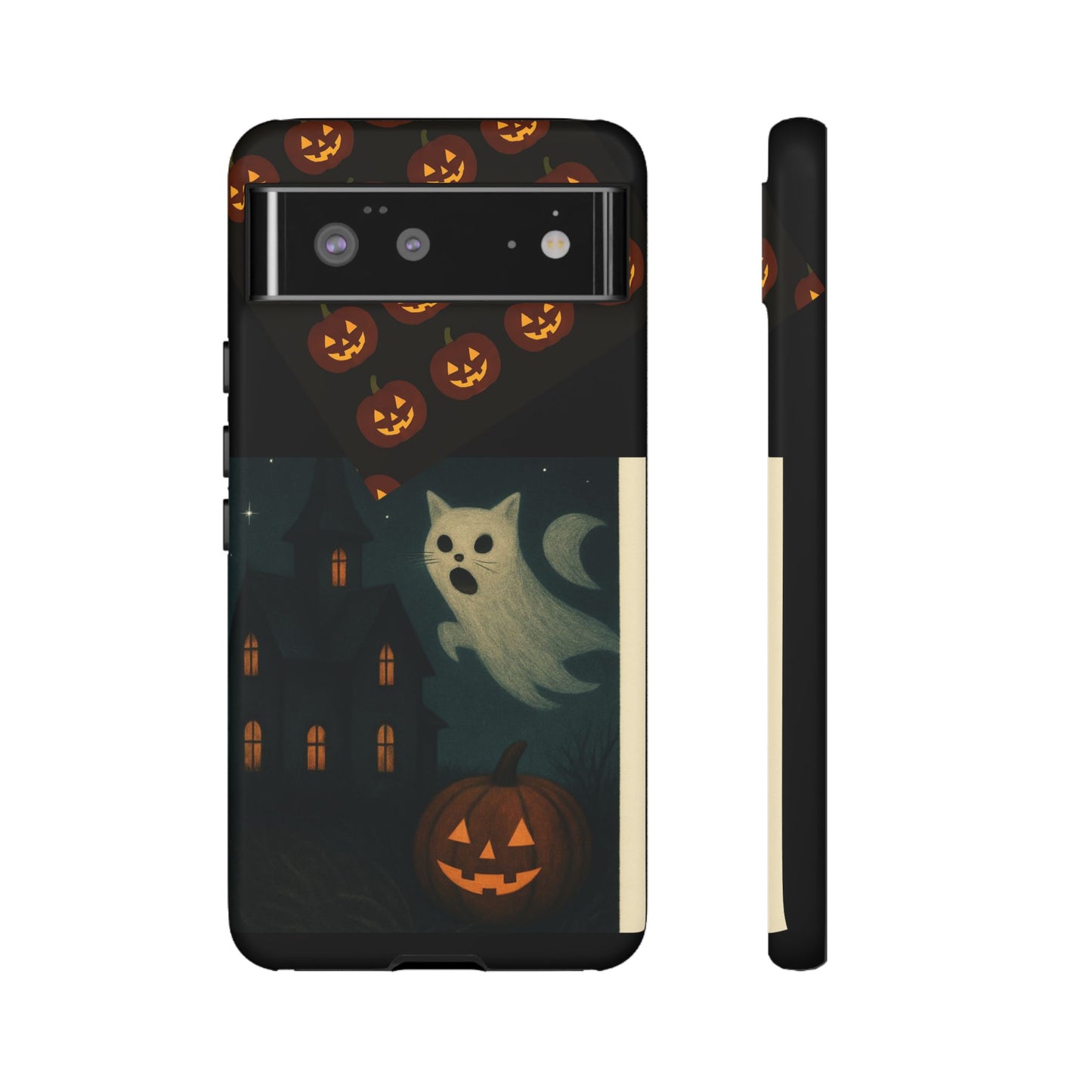 Phone Case, Halloween Haunted House Cat Ghost iPhone 16, 15, 14, Pixel 8, 6 Samsung Galaxy 25, 24, 23