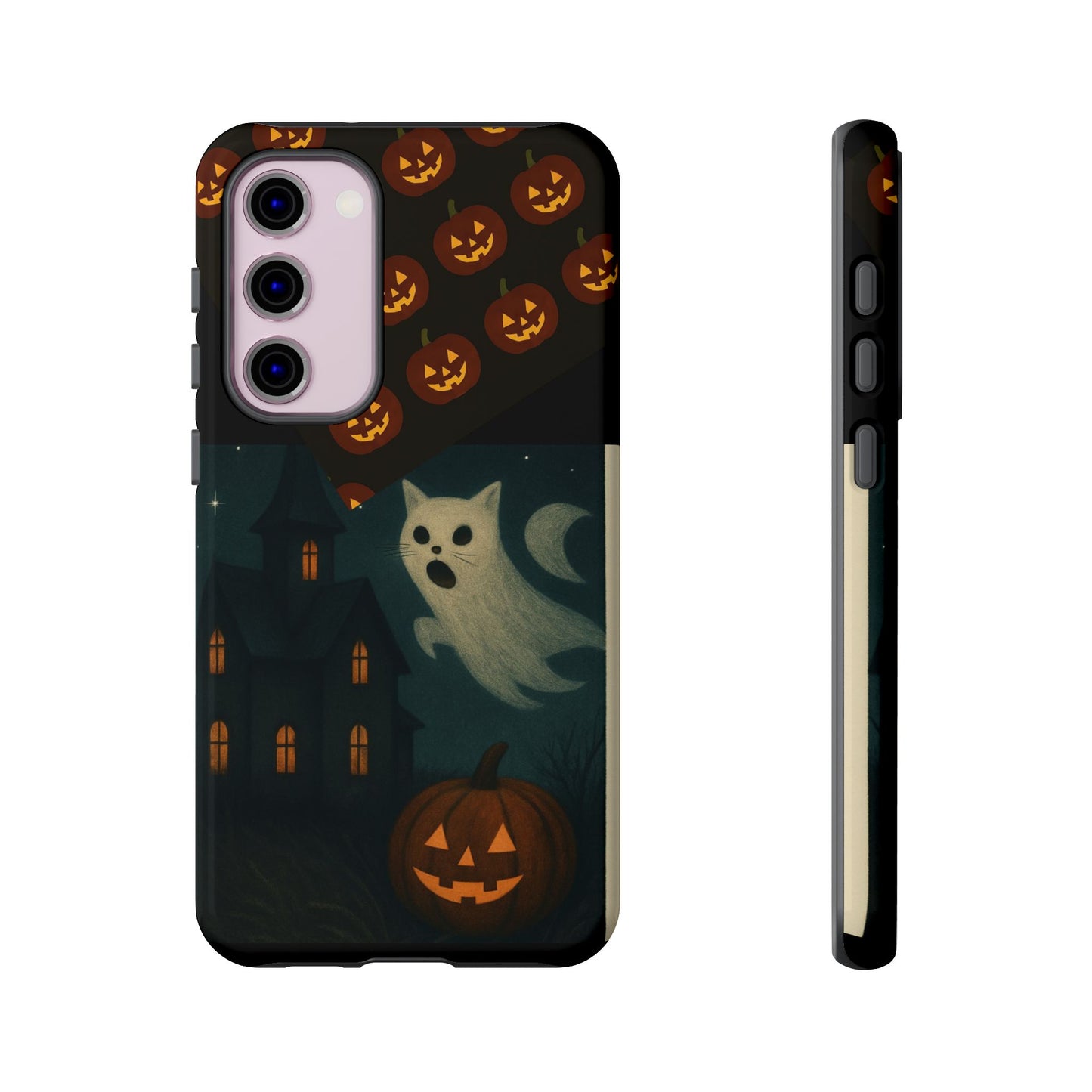 Phone Case, Halloween Haunted House Cat Ghost iPhone 16, 15, 14, Pixel 8, 6 Samsung Galaxy 25, 24, 23
