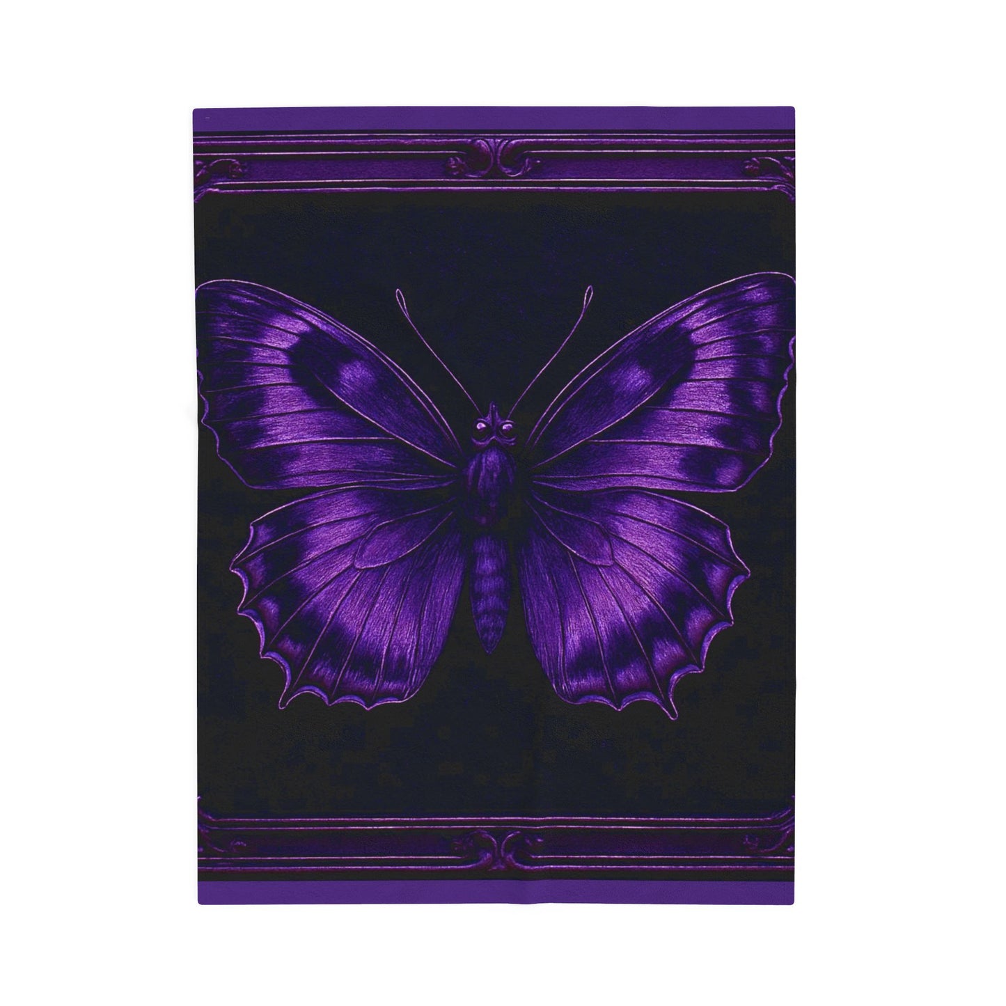 Purple Butterfly Blanket Black Throw Gothic Boho Cozy Decor Velveteen Plush Blanket