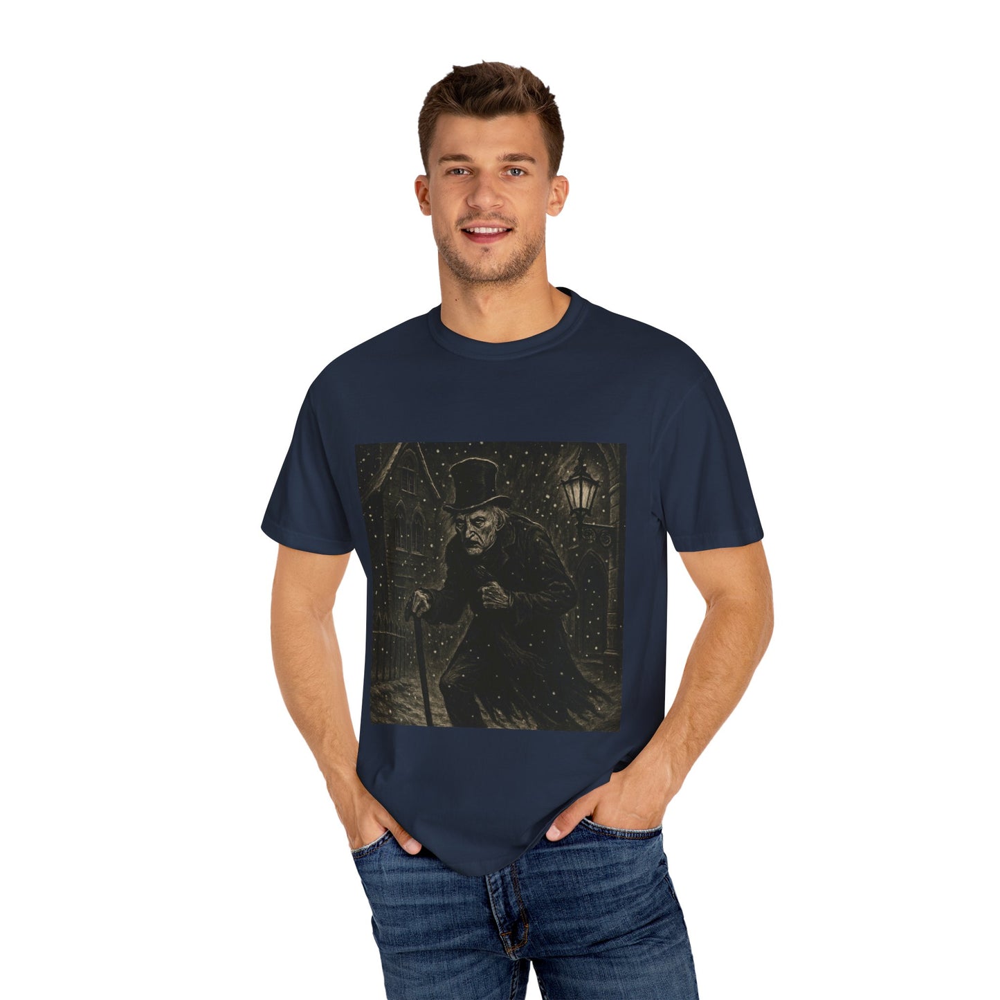 Gothic Scrooge T Shirt Dark Christmas Carol Shirt Vintage Haunted Dickens Tee Unisex Garment Dyed T shirt